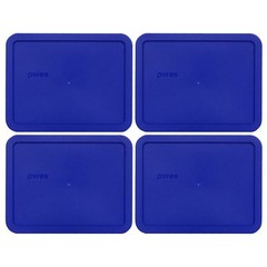 Pyrex 7211-PC Rectangular Blue 6 Cup Plastic Storage Lid 4PK for Glass Dish