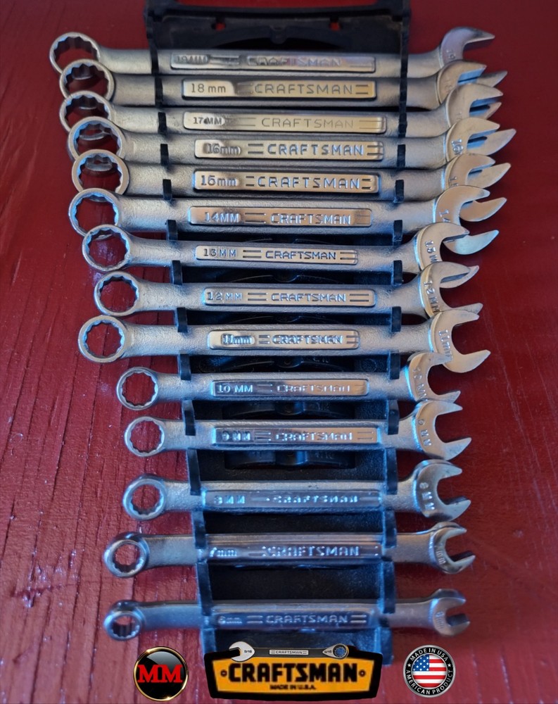 🇺🇲 CRAFTSMAN 14pc MM Combination Wrench Set: 6mm-19mm, 12pt, USA