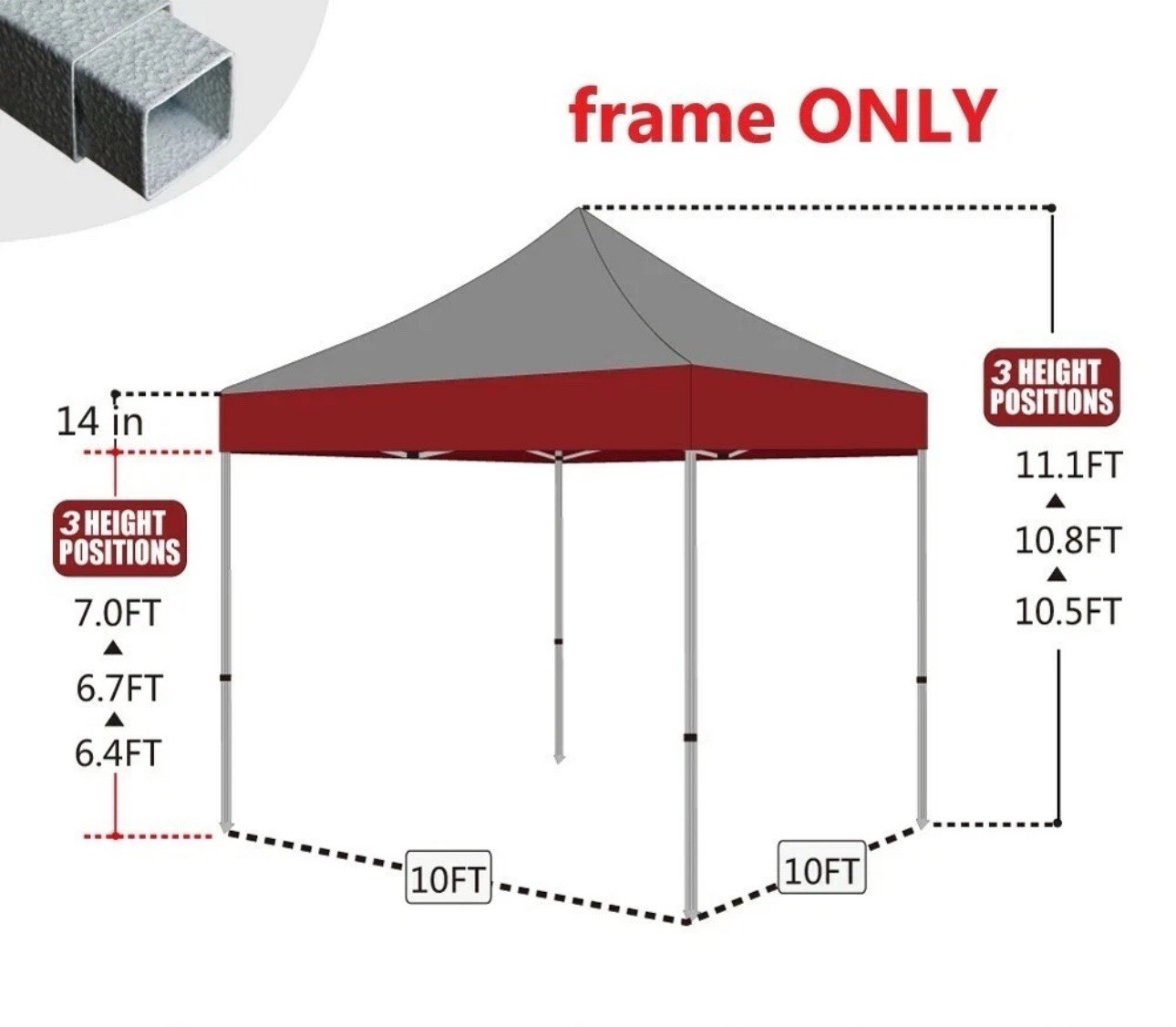 Eurmax USA Standard 10x10 Canopy Frame (Frame ONLY) - New In Box gallery