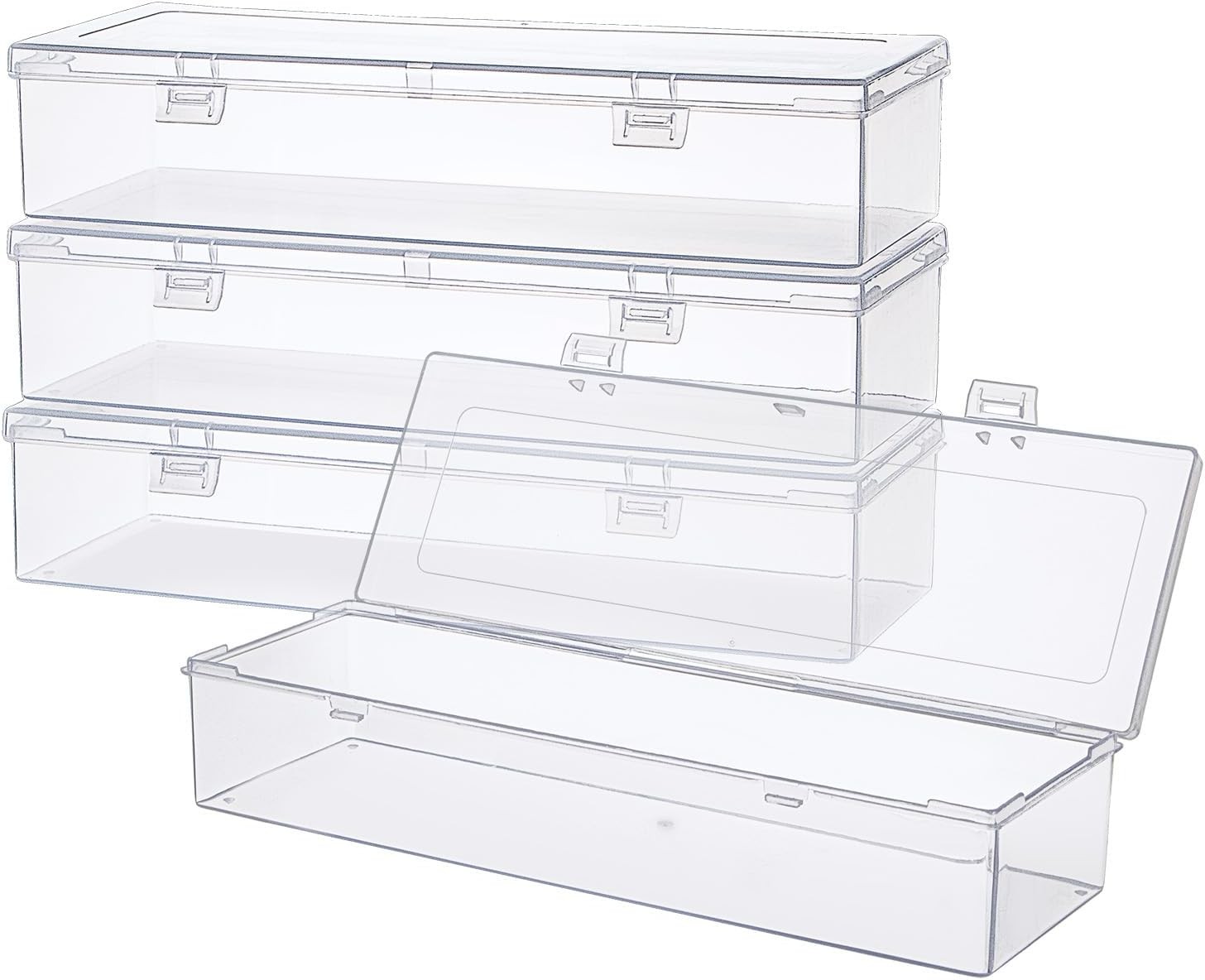 4x Large Plastic Storage Container Box Hinged Lid Crafts Markers Pens Pencils gallery