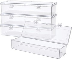 4x Large Plastic Storage Container Box Hinged Lid Crafts Markers Pens Pencils