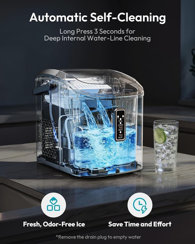 EUHOMY Ice Maker Countertop, 9 Cubes Ready in 6 Mins, 26lbs/24H, Self-Cleaning, gallery