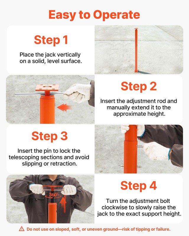 VEVOR House Floor Jacks Adjustable Floor Jack Post Leveling Lift 2PCS 54-150 in gallery
