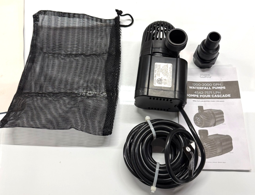 TOTALPOND 2000GPH 10ft MEDIUM waterfall pond pump w/barrier bag 52321 gallery