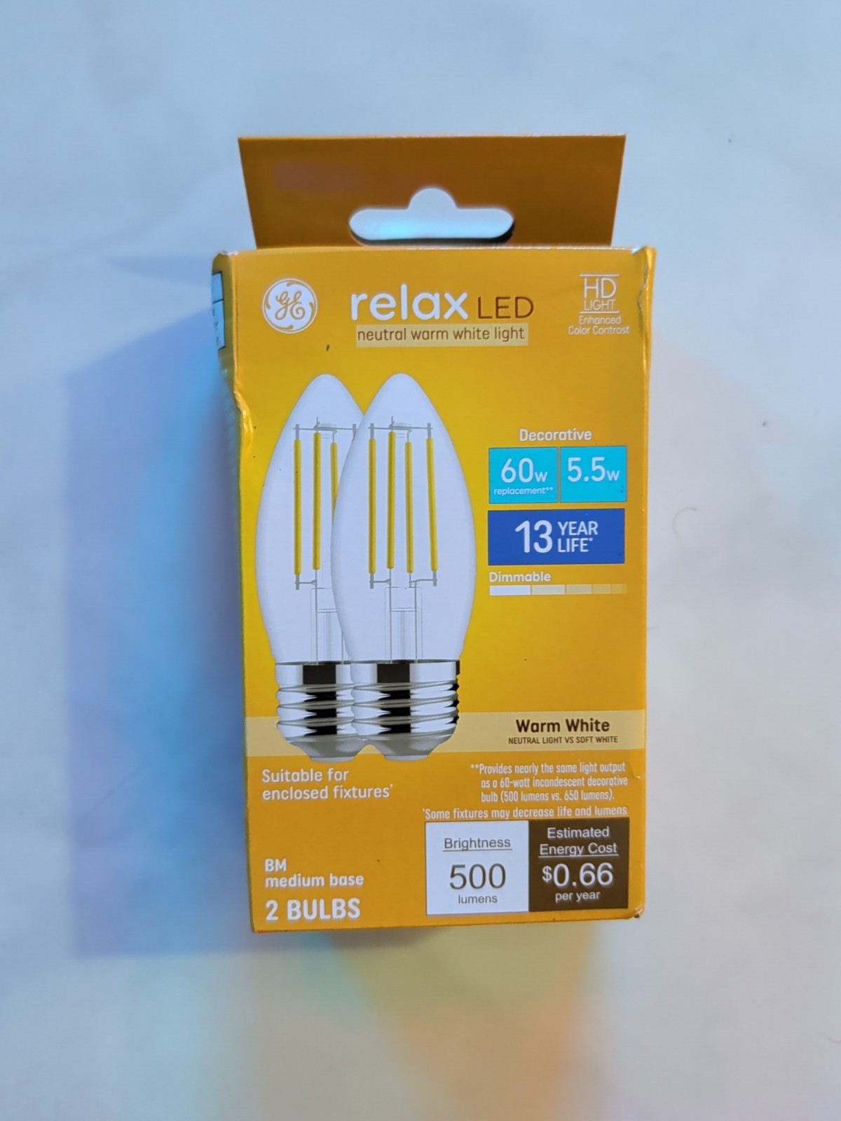 GE Relax LED , Neutral Warm White, 60w, BM, Medium Base, 500 Lumen Light Bulbs gallery