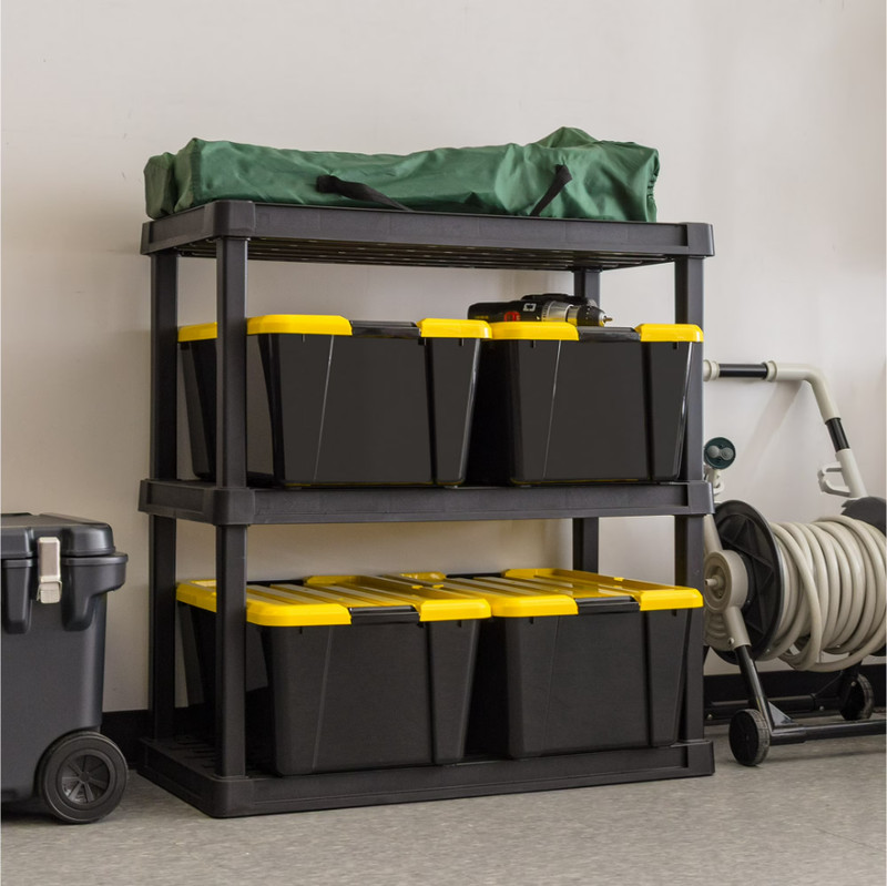 45 Qt Storage Bins With Lids Stackable Heavy Duty Plastic Tote 4 Pack gallery