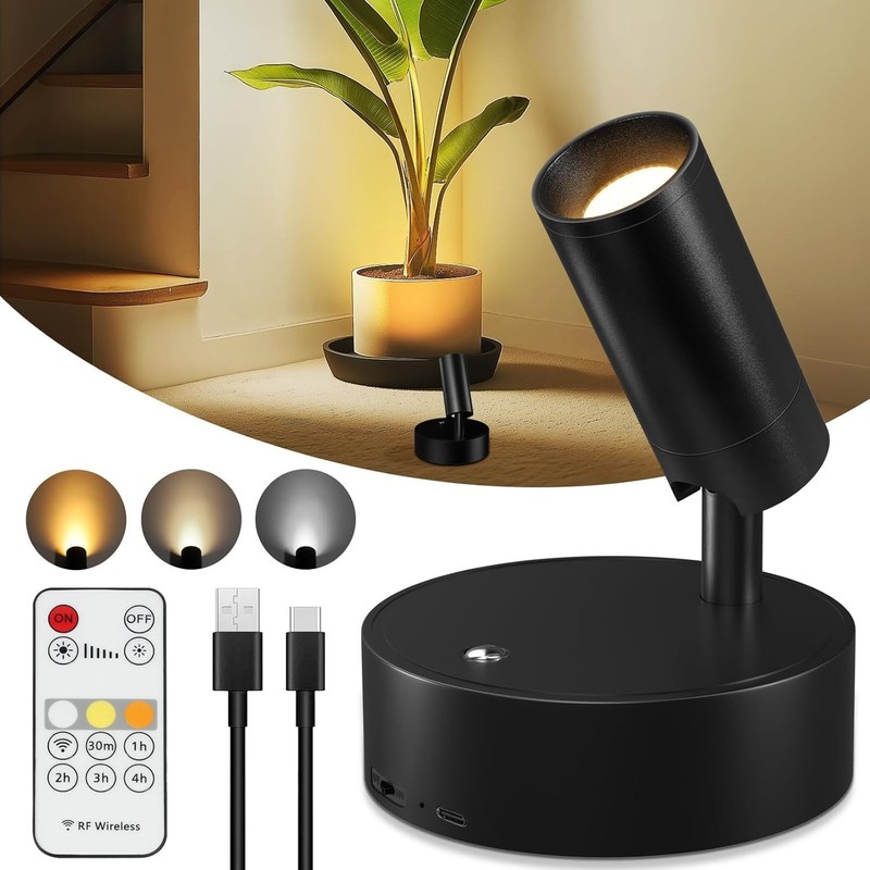Rechargeable Remote Spot Lights with Timer Dimmable Battery Operated Uplighting gallery