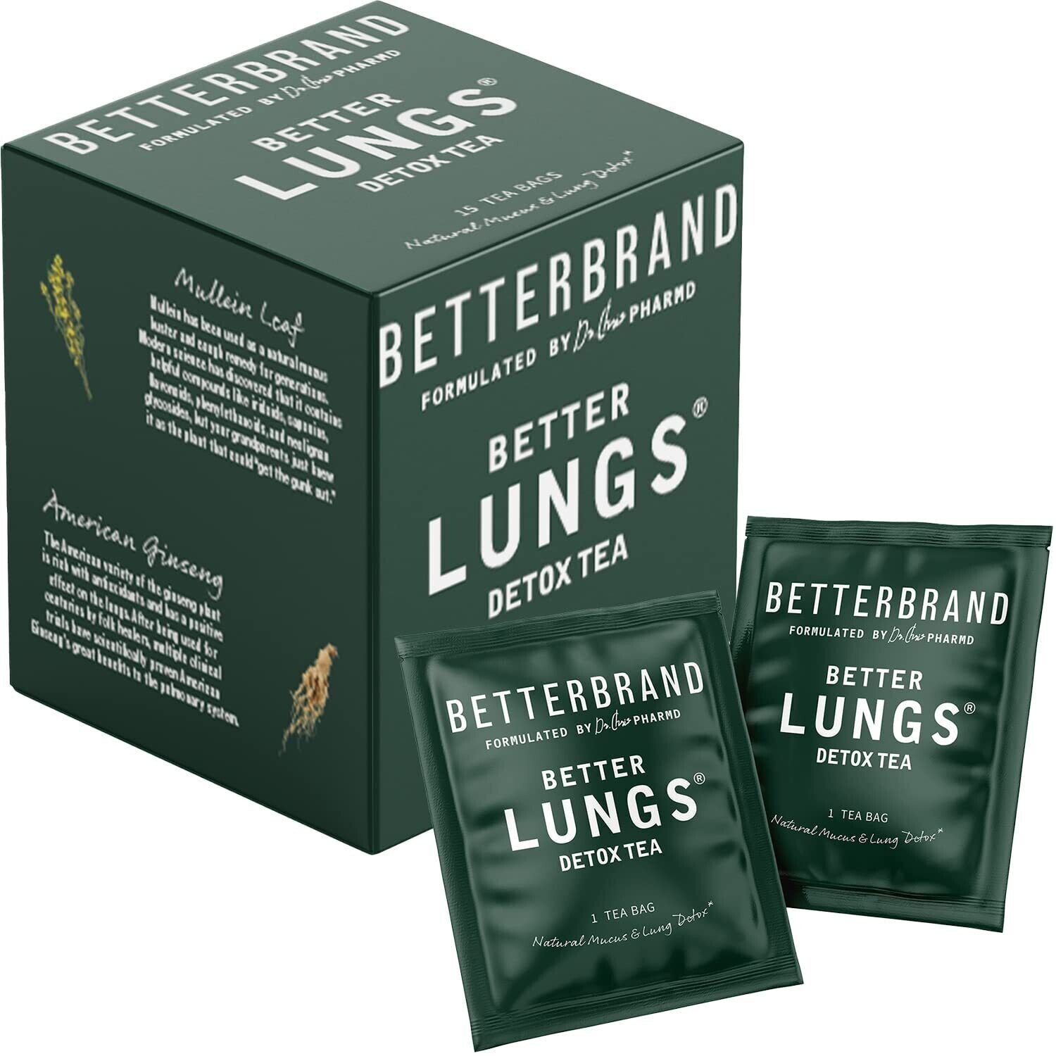 Betterbrand Better Lungs Detox Tea Caffeine Free Herbal Tea Bags Mullein Leaf gallery