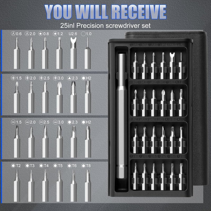 25 in 1 Precision Screwdriver Set S2 Steel Bits Mini Repair Kit for Laptop Phone gallery