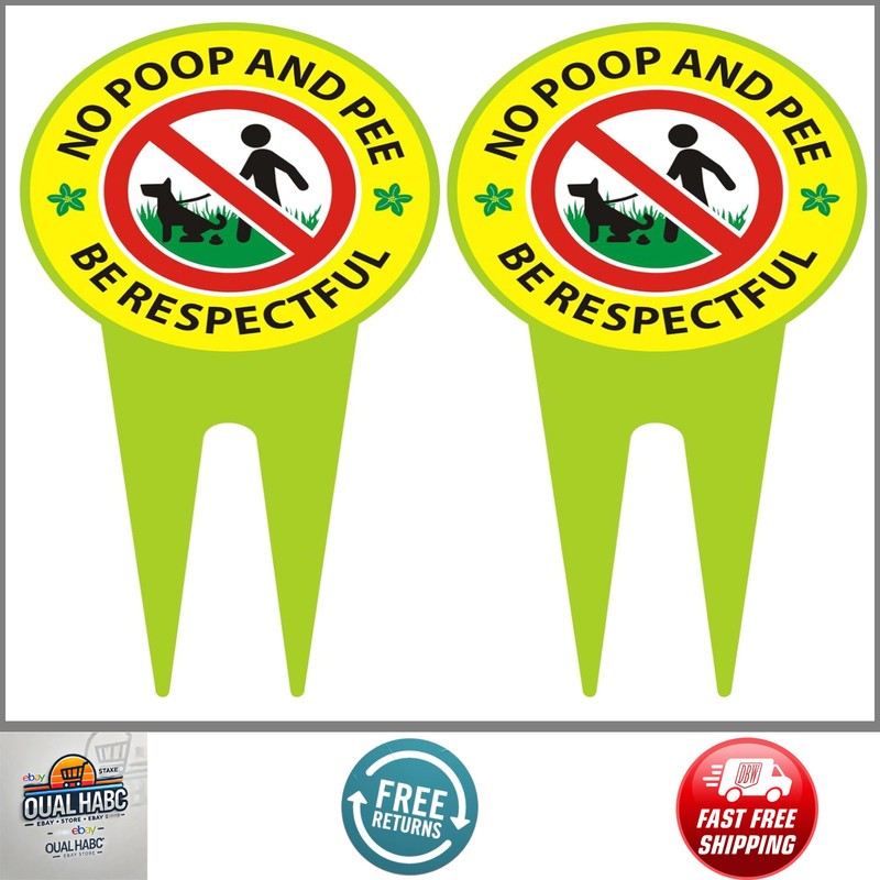 2 Pack No Dog Poop Sign Double Sided Be Respectful Lawn Yard Warning Outdoor gallery