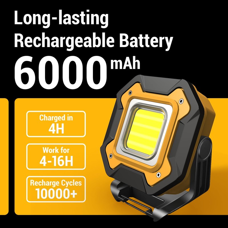 2 Pack Rechargeable LED Work Light, 6000mAh 16 Hours Long-Lasting Cordless Ma... gallery