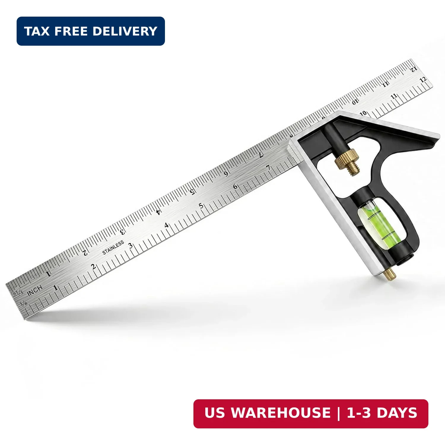12 Inch Combination Square, Adjustable Carpenter Square with Stainless Steel Rul gallery