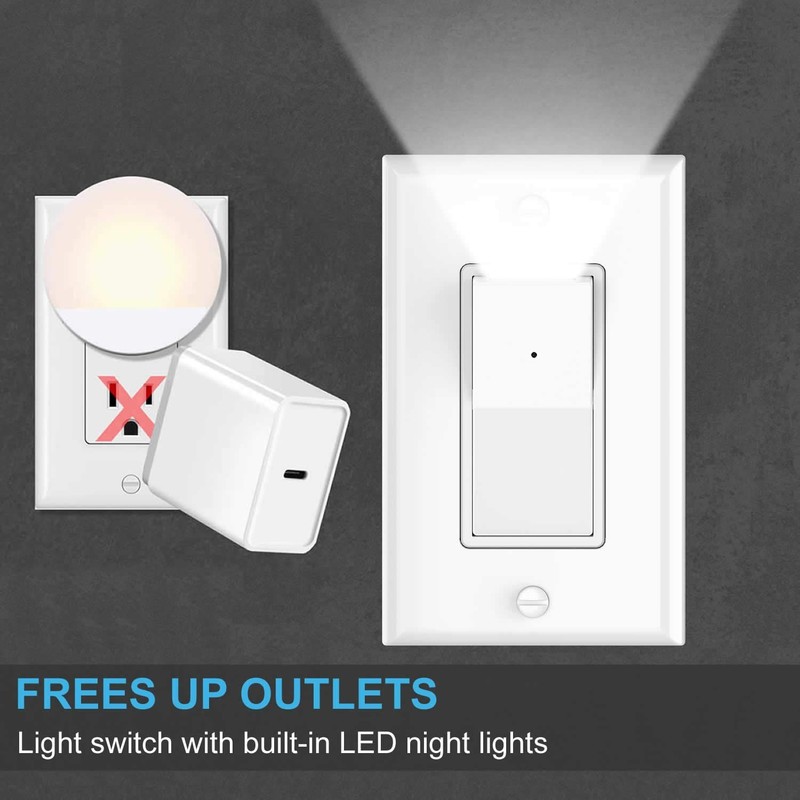 4 Pack Illuminated Light Switch, Lightswitch W LED Night Light, Automatic On/Off gallery
