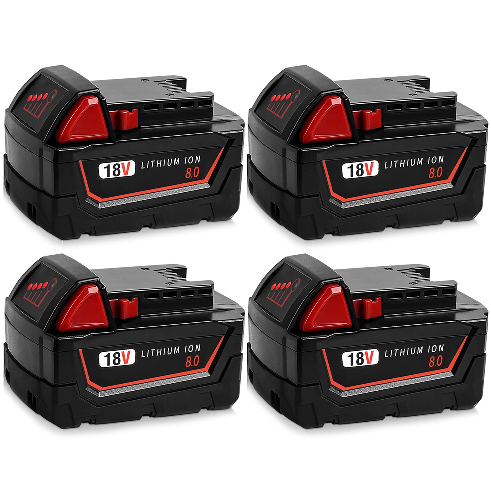 4 PACK 8.0 AH For Milwaukee for M18 Lithium Extended Capacity 48-11-1860 Battery gallery