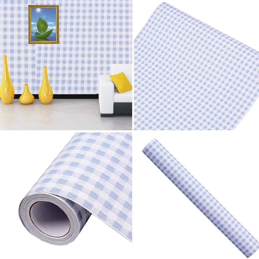 Self Adhesive Vinyl Decorative Blue Gingham Contact Paper Shelf And Drawer Liner gallery