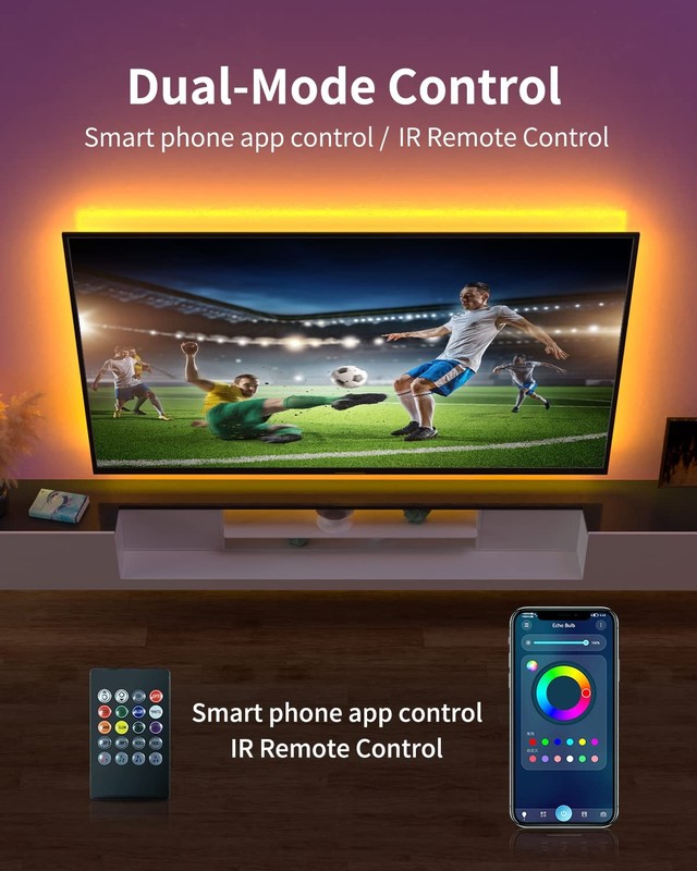 Color Changing Bluetooth LED Lights for TV, Smart App Control with 20ft Strip... gallery