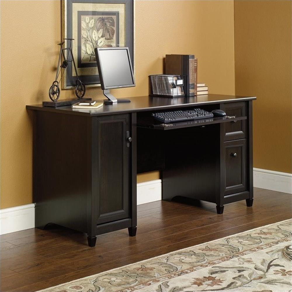Sauder Edge Water Engineered Wood 2-Drawers Computer Desk in Estate Black gallery