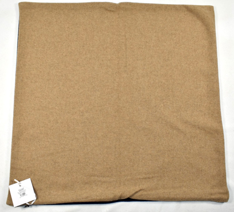 Williams Sonoma Reversible Double Solid Cashmere Pillow Cover Navy Sand 22" NEW gallery
