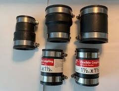 5 Flexible PVC Rubber Coupling Connectors w/ Stainless Steel Clamps