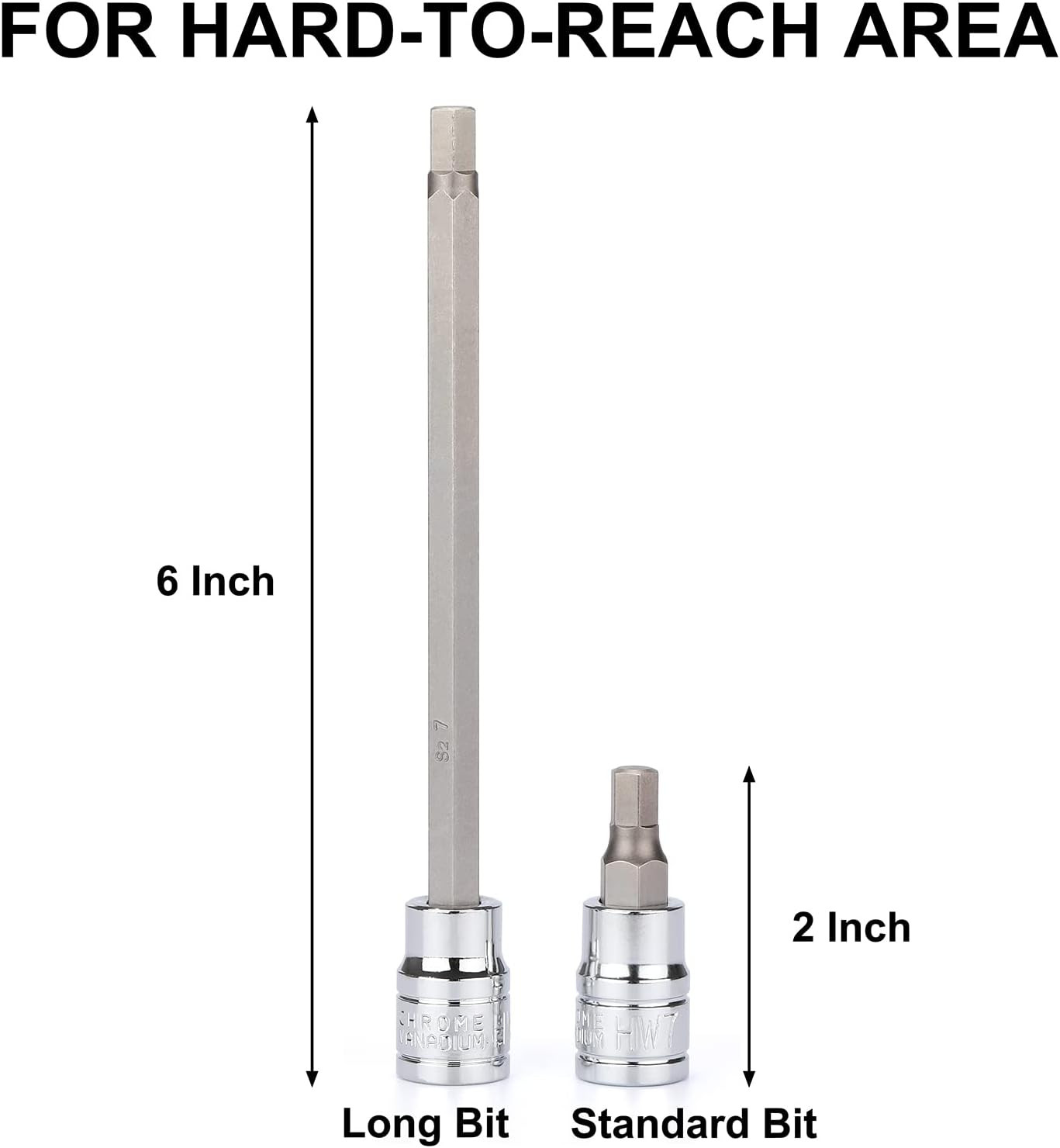3/8" Drive Extra Long Allen Hex Bit Socket Set, 1/8" - 3/8", 3-10Mm, S2&CR-V,... gallery