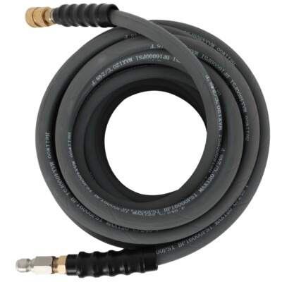 High Pressure Washer Hose 100ft 3/8" 4000 PSI Gray With Couplers Non-Marking gallery