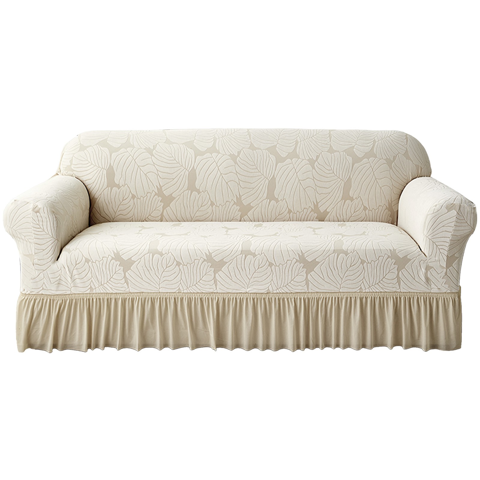 Elastic Jacquard Sofa Cover w/ Skirt Full Coverage Stylish Sofa Couch Slipcover gallery