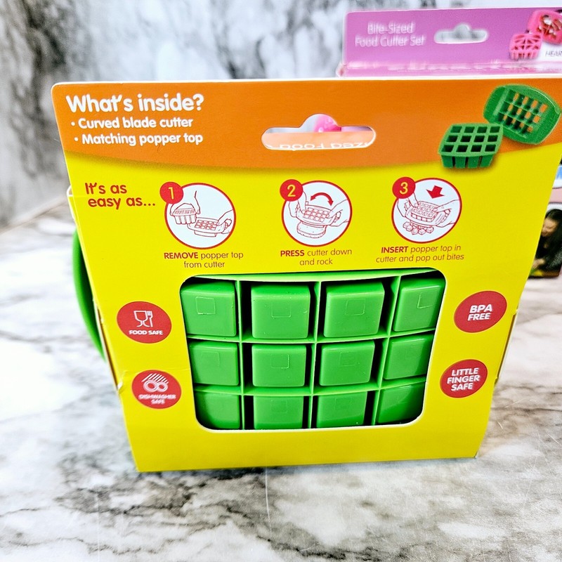 Funbites Bite Sized Food Cutter Set Triangles Squares Hearts Lot of 3 Color Sets gallery