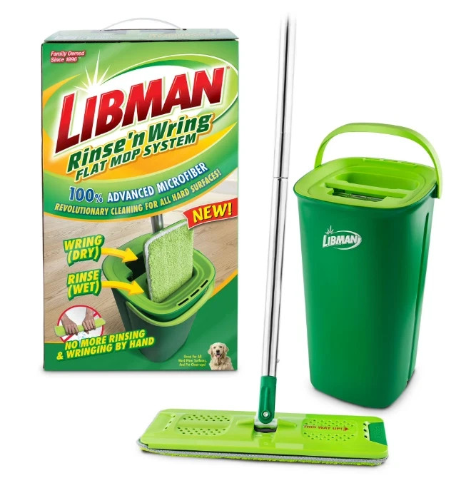 Libman Rinse N Wring Flat Mop System with Microfiber Pad gallery