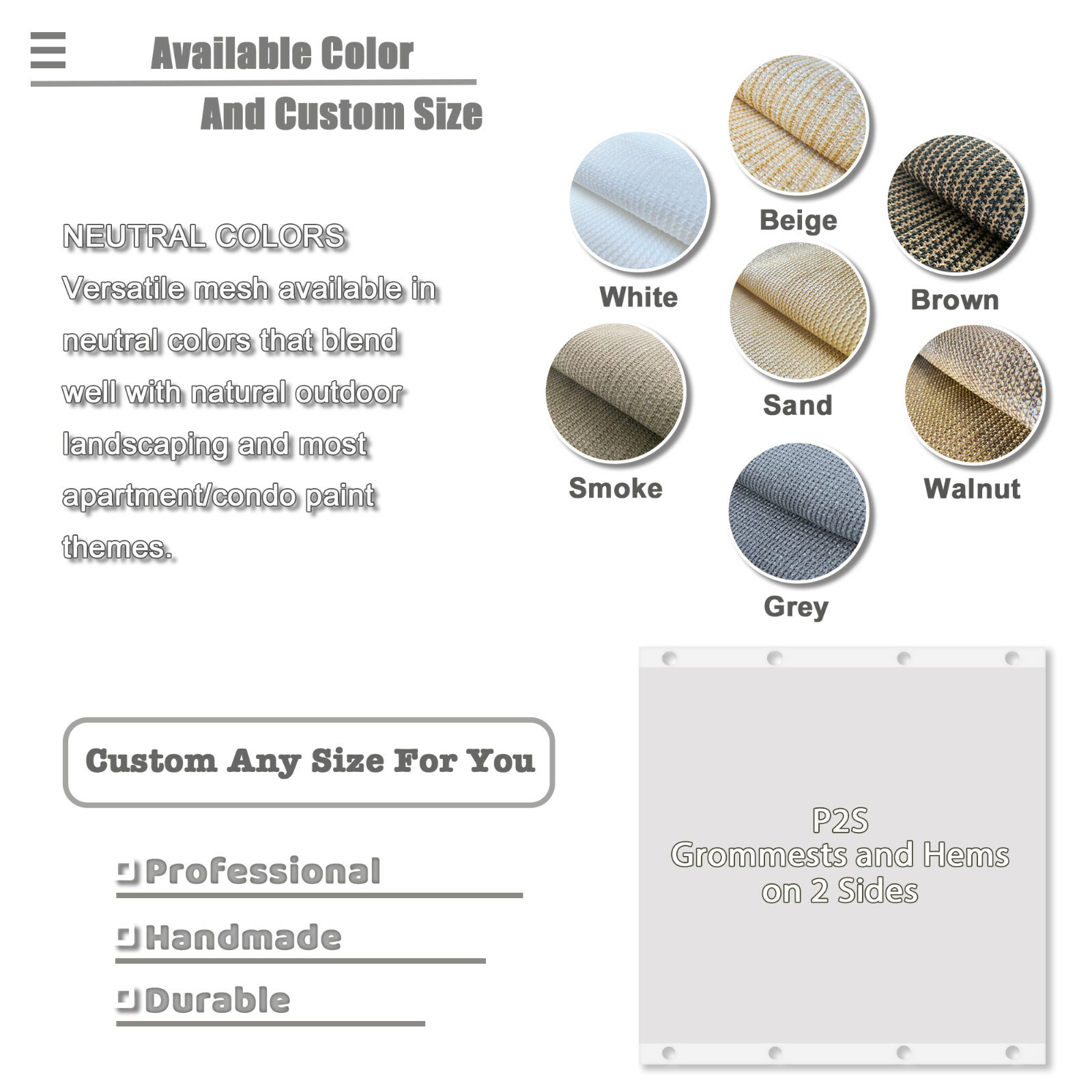 Alion Home© Shade & Privacy Panel Mesh Tarp Grommets 90% UV Block Banha Beige 2S gallery