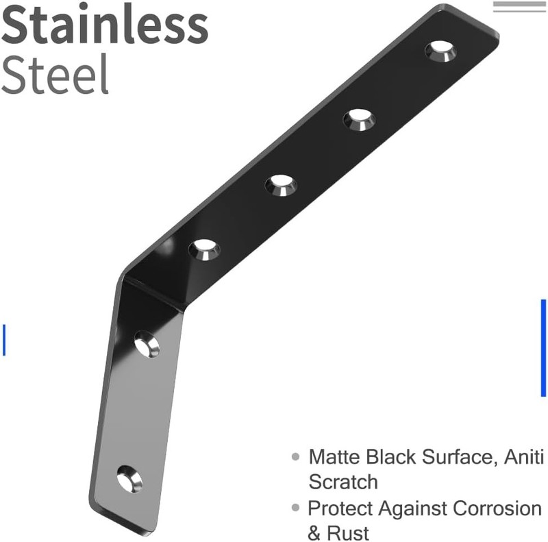 8 Pack Shelf Bracket, 5" x 3" L Brackets for Shelves, Heavy Duty Stainless Steel gallery