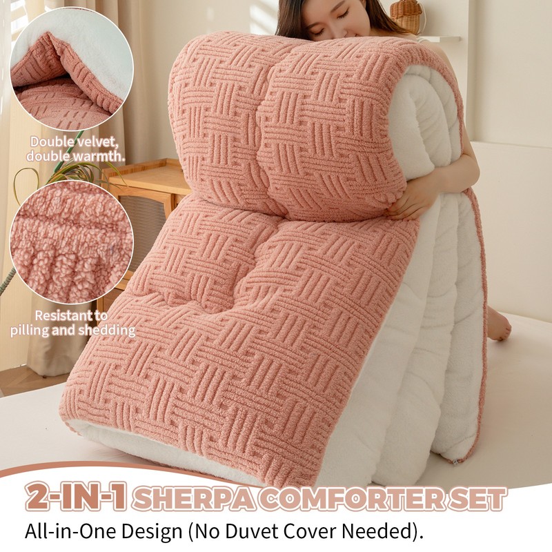 Extra Warm Plush Tufted Sherpa Comforter Twin Full Queen Luxury Winter Bedding gallery