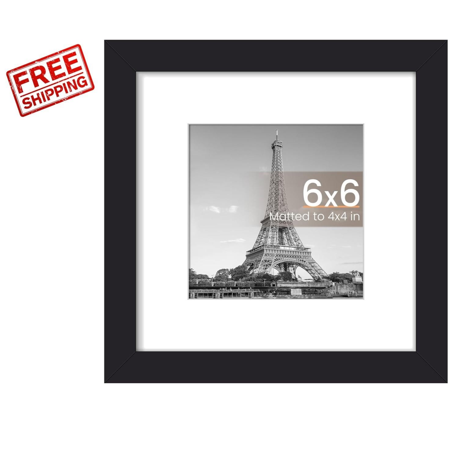 Versatile 6x6 Black Picture Frame - Displays 4x4 or 6x6 Photos Stylishly gallery
