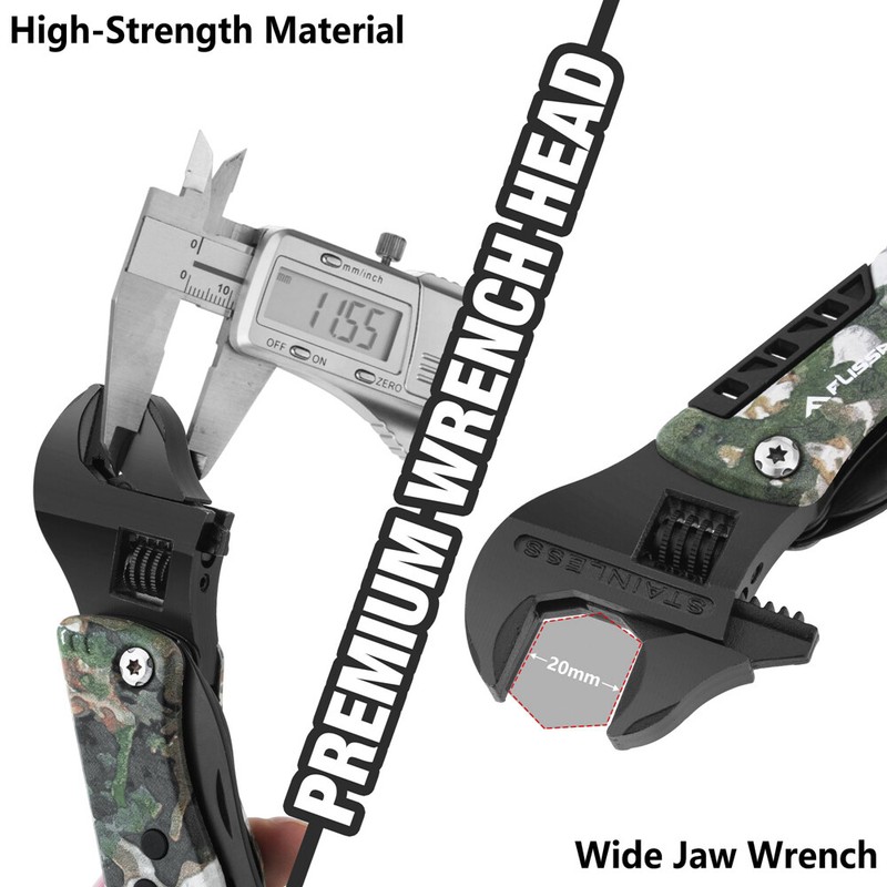 FLISSA 13-in-1 Multi Tool Wrench Multitool Adjustable Wrench EDC Knife w/Sheath gallery