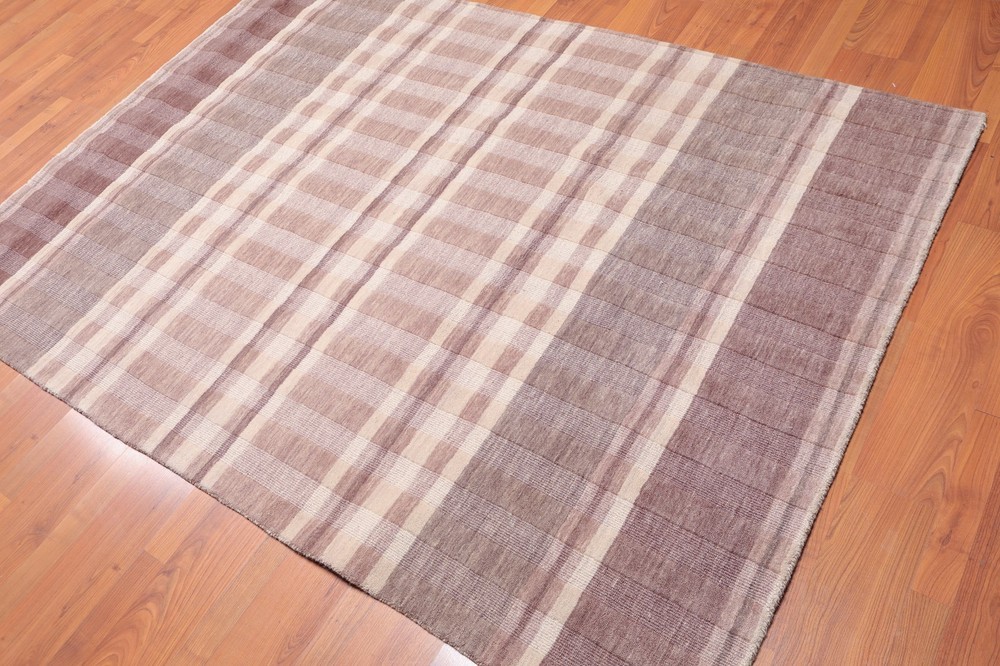 5' x 7' Handmade 100% Wool Loop & Cut Pile Area Rug 5x7 Contemporary Beige