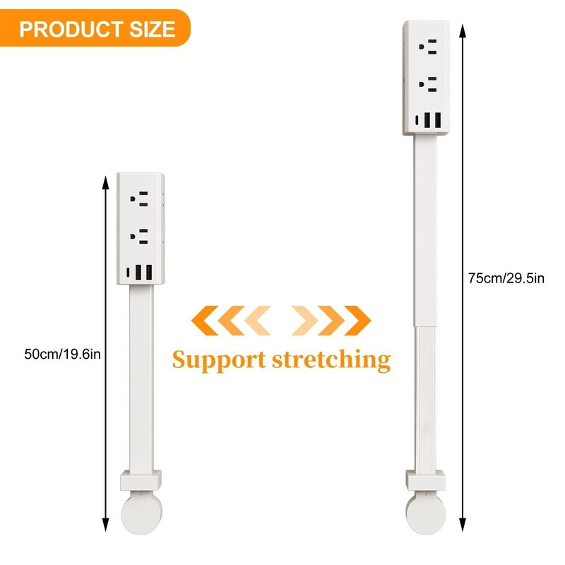 Telescoping Outlet Extender 360° Rotating Socket Expander 6 Outlets 3 USB Ports gallery