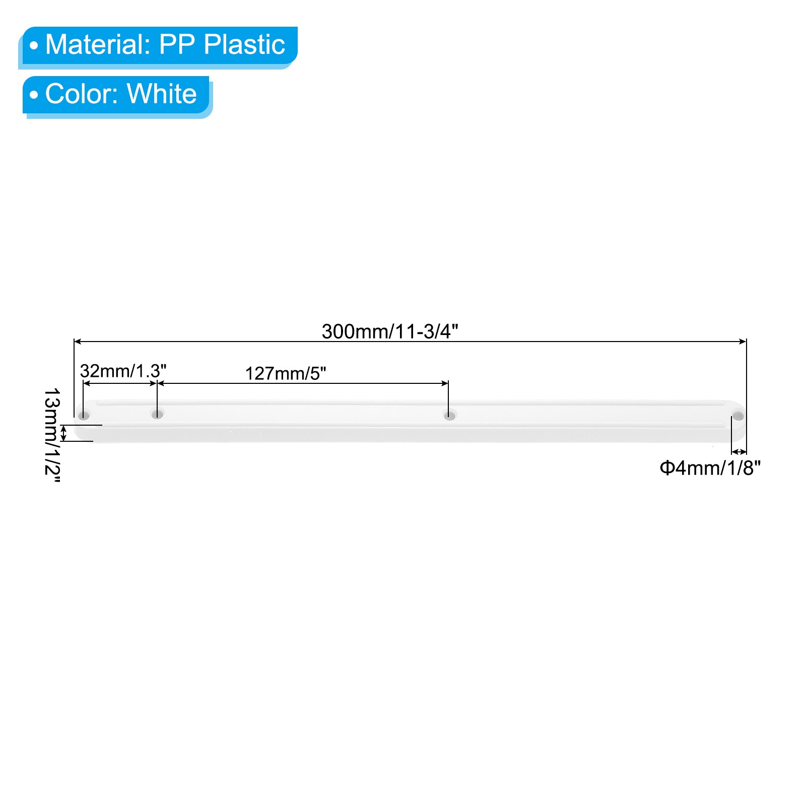 4Pcs 12 Inch Drawer Slides Plastic Guide Rails Side Mounted Rails White gallery