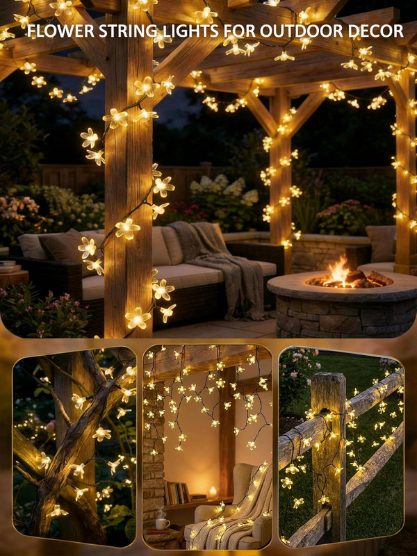 2 Pack 50 LED Solar String Lights Outdoor Waterproof Flower Solar Lights for Gar gallery