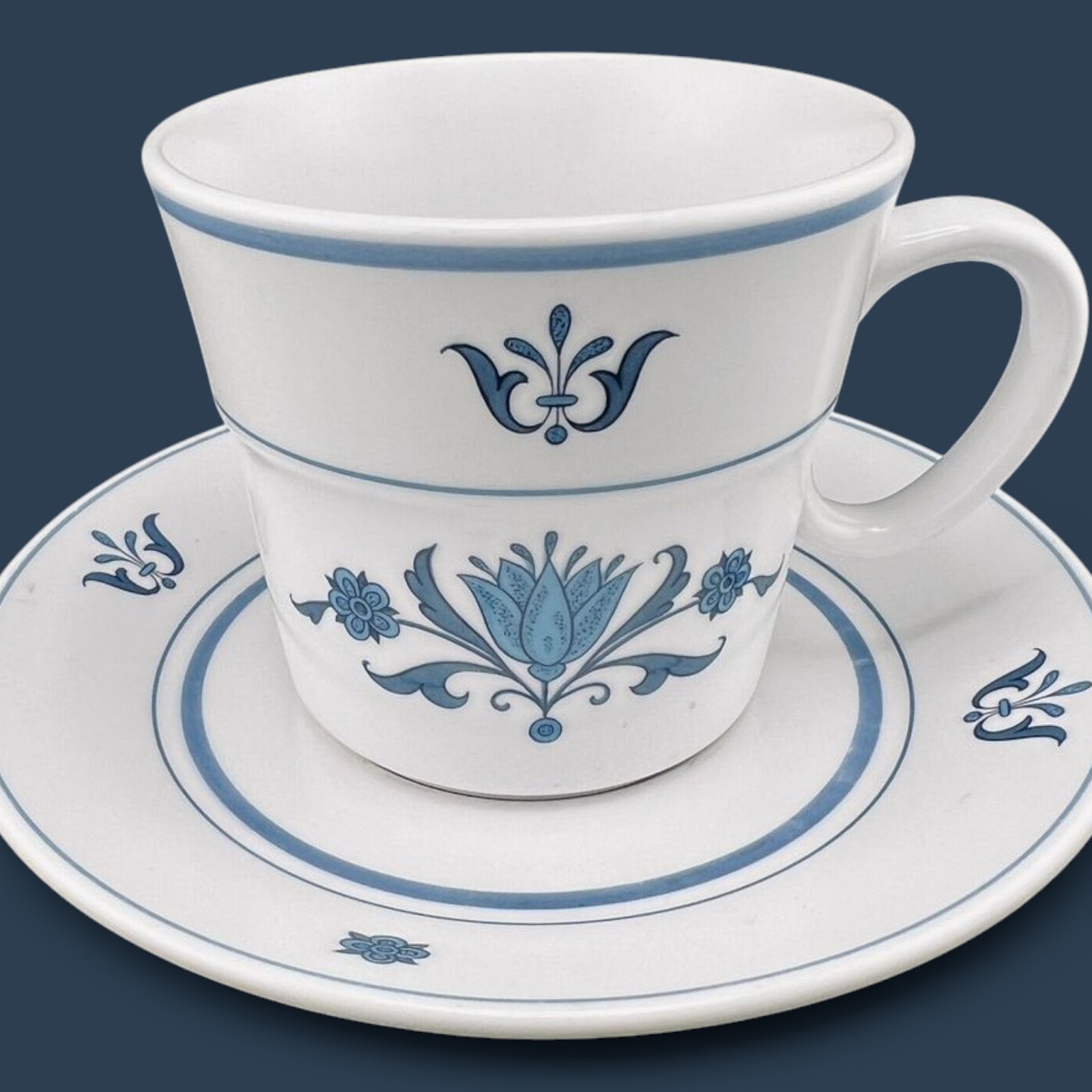 Noritake Progression Blue Haven Cup Saucer Set Vintage Mid Century 9004 gallery