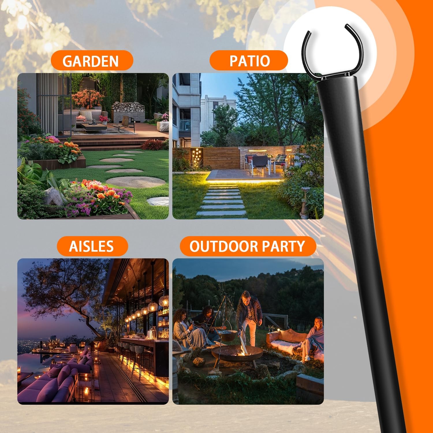 4 Pack 10Ft String Light Poles, Metal Poles with Fork for Outside Lights,Outd... gallery