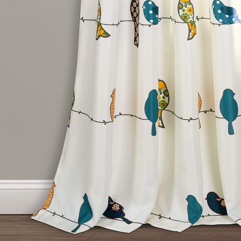 Rowley Birds Light Filtering Window Curtain Panels Pair 52 W X 84 L Multi Colo gallery