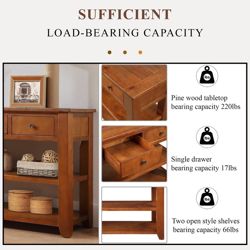 48'' Solid Pine Wood Top Console Table,Modern Entryway Sofa Side Table w/Drawer gallery