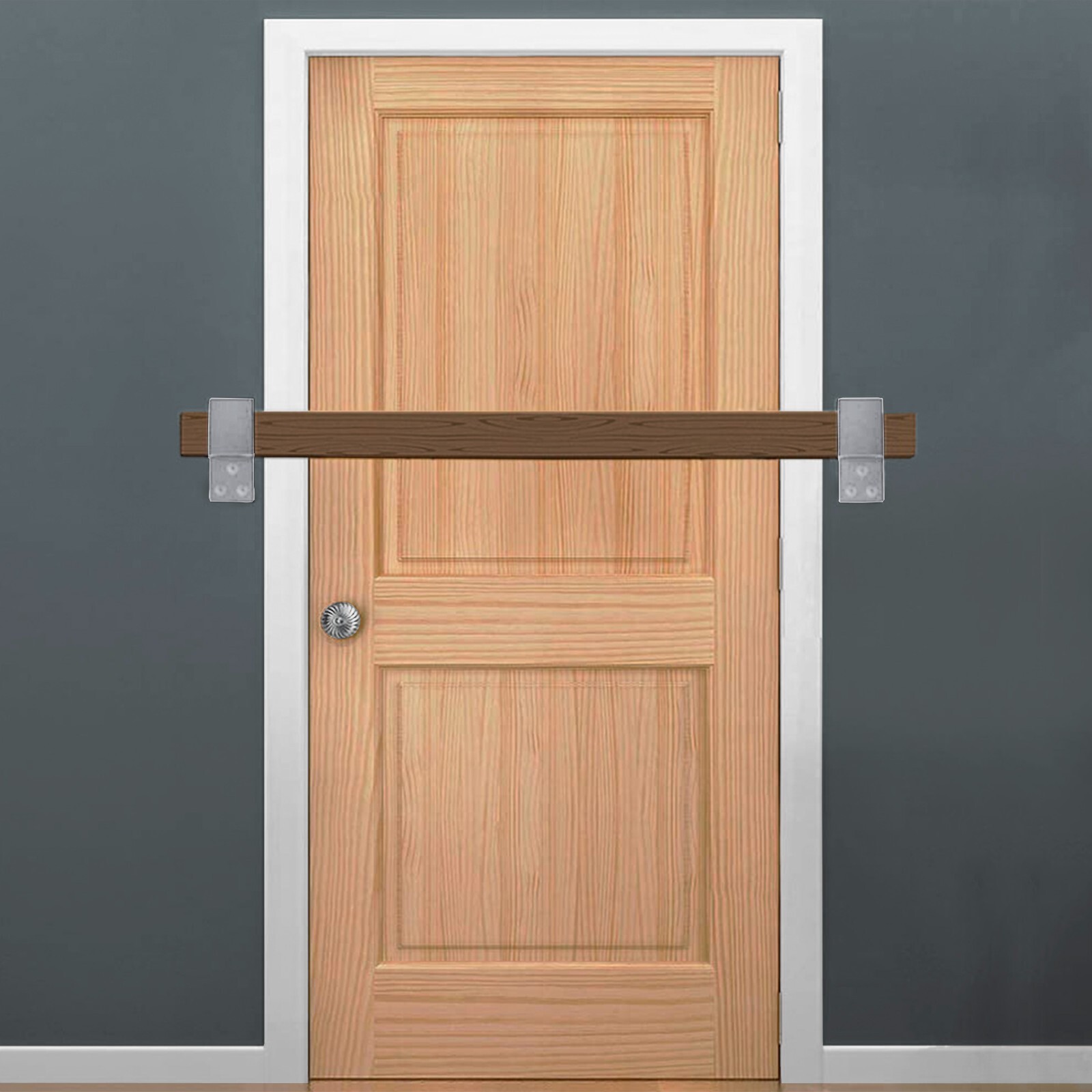 Heavy Duty 2x4 Board Drop Open Bar Security Door Lock Bracket Barricade & Screws gallery