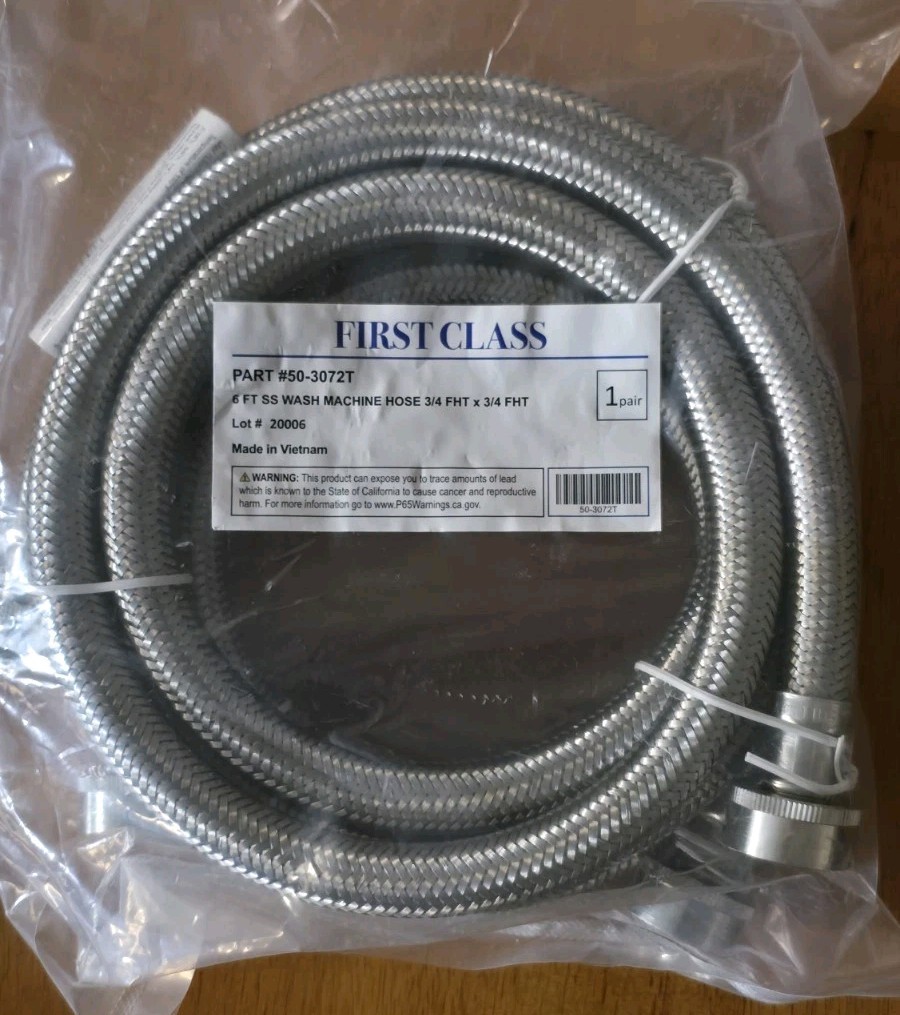 First Class 6 FT Stainless Steel Washing Machine Hose 1 Pair 3/4 FHT 50-3072T gallery