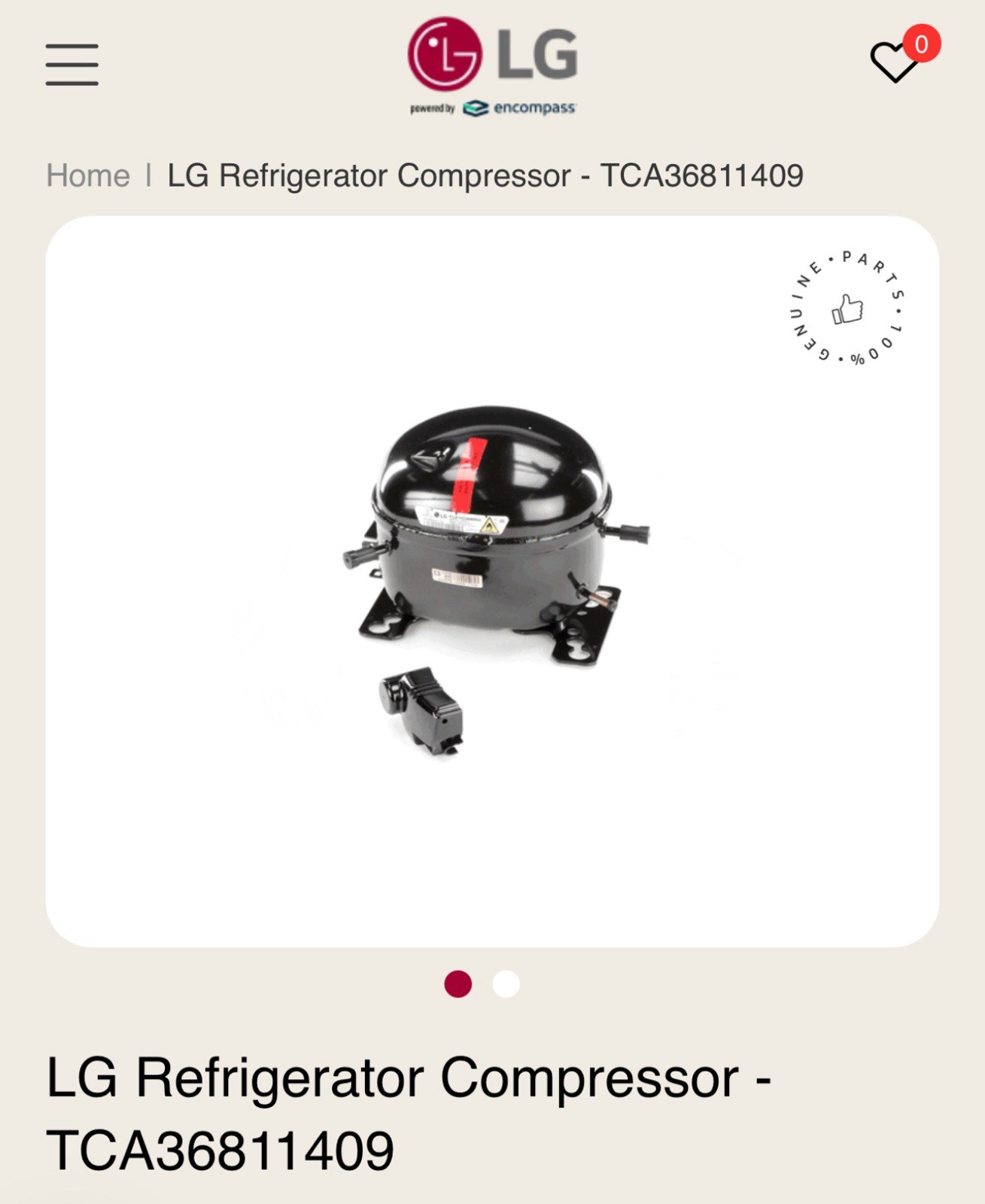 LG TCA36811409 Refrigerator Compressor Black gallery
