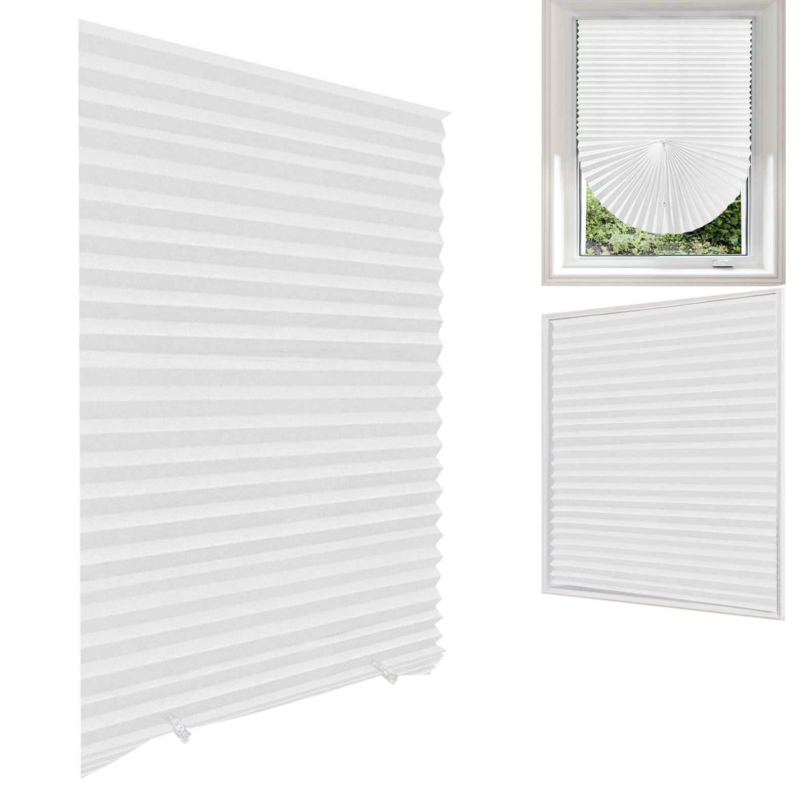 MALOKI Temporary Window Blinds, Pleated Shades Cordless Fabric Light Filterin... gallery