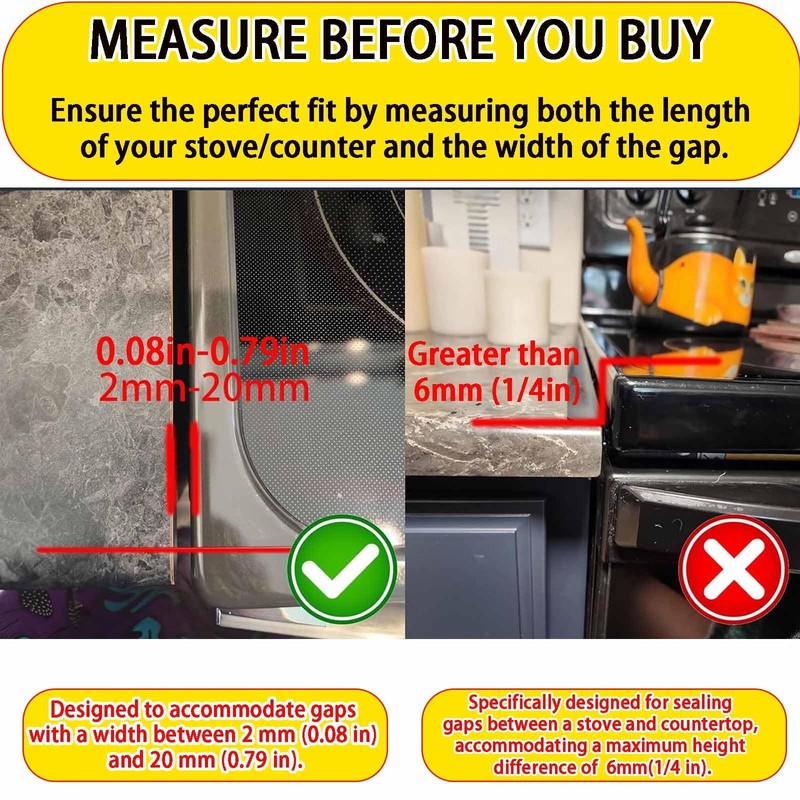 2 Pack Flexible Kitchen Stove Gap Covers, Silicone 21in&25in, White,21in gallery