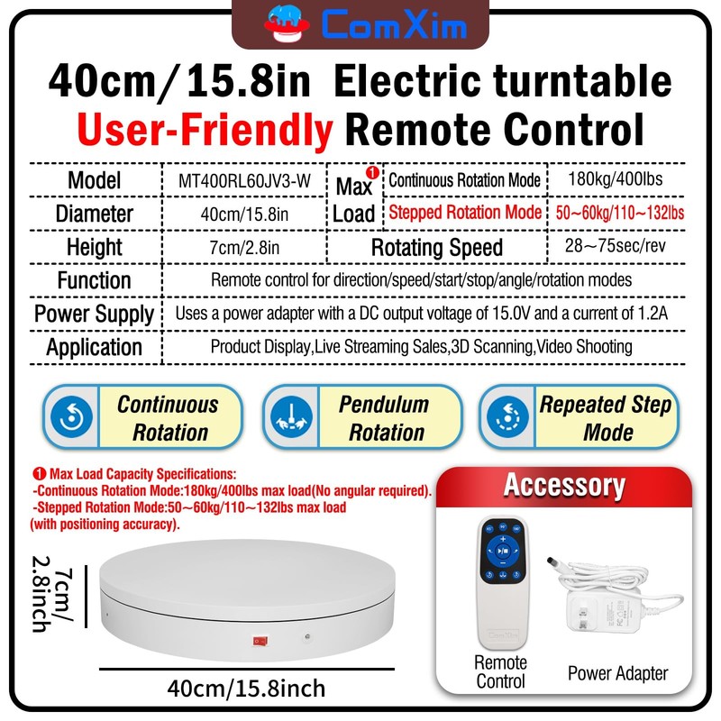 15.8In Remote Motorized Electric Turntable Rotating Display Stand Rotating Pl... gallery