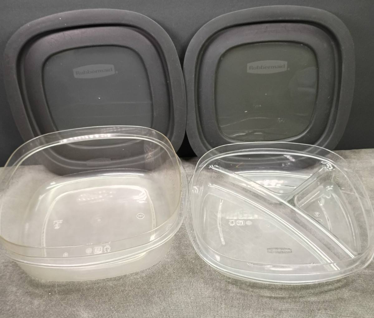 2 Rubbermaid Premier Clear Food Storage Container 7H78k 9 Cup & 7K76 - 3 Section gallery