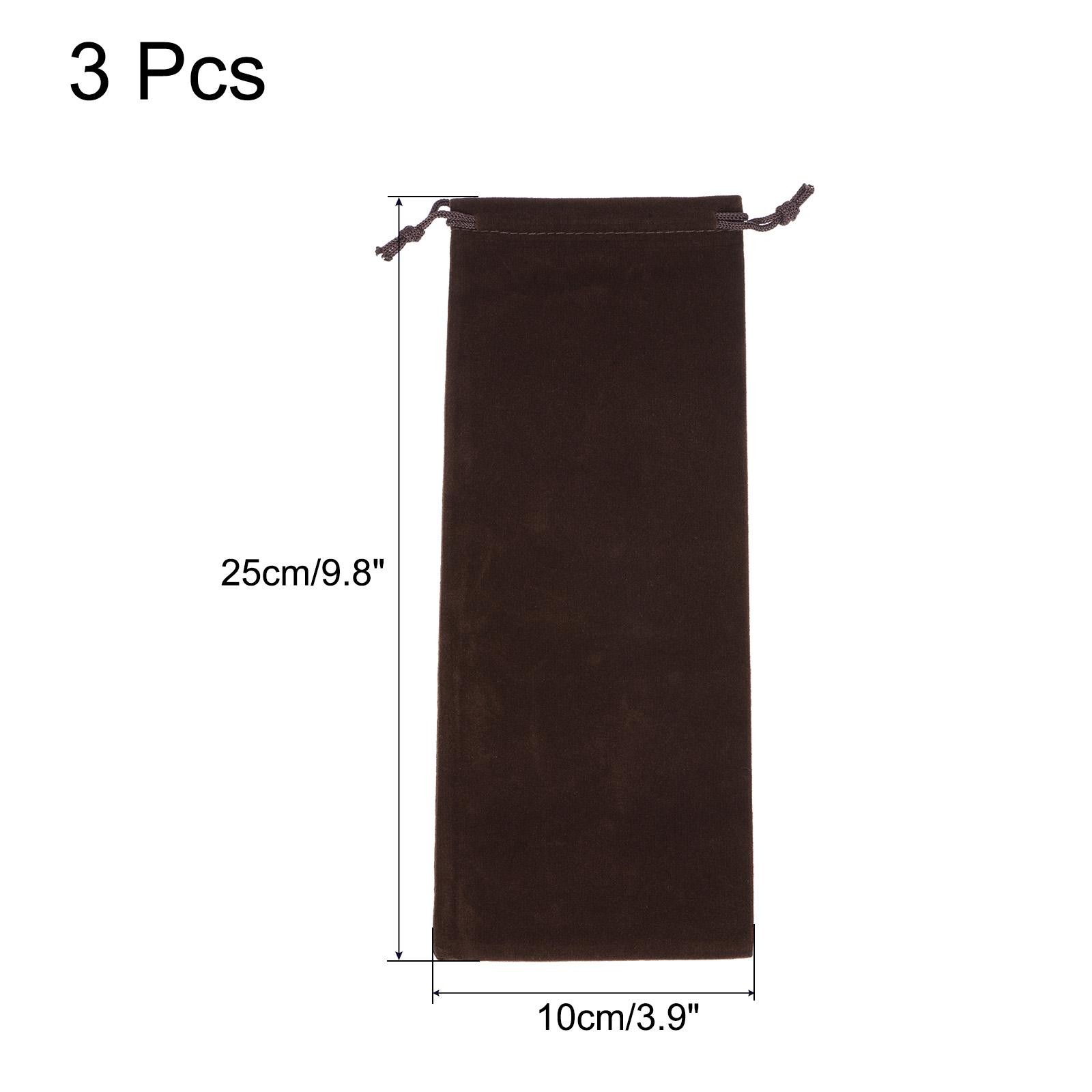 3Pcs 25x10cm Microfiber Pouch Soft Storage Drawstring Gift Bag Brown gallery