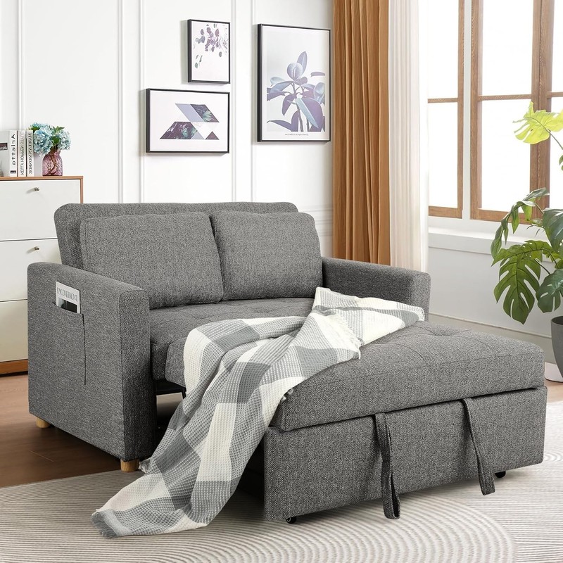 2Seater Sleeper Sofa Bed 3-in-1 Convertible Sofa Chair Loveseat w/Spring Support gallery